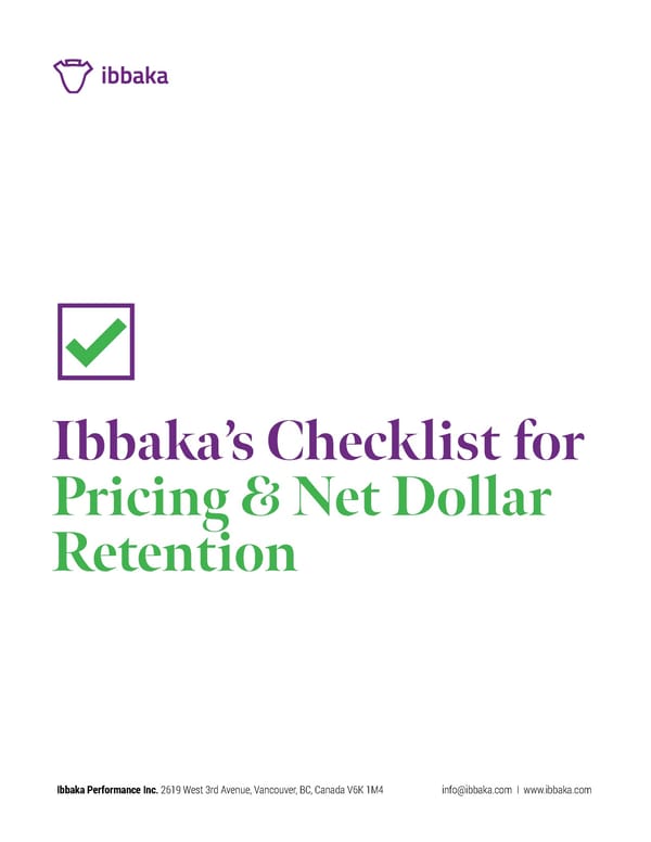 Checklist for Pricing & Net Dollar Retention - Page 1