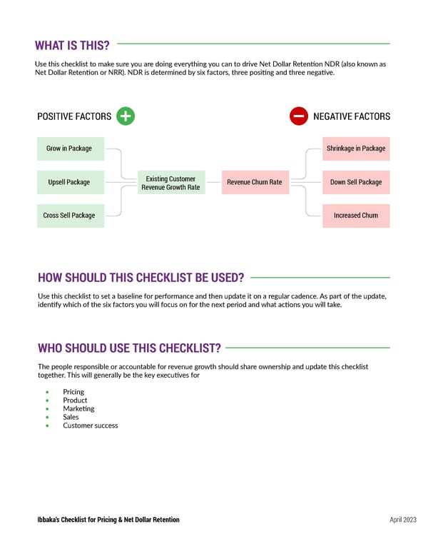 Checklist for Pricing & Net Dollar Retention - Page 2