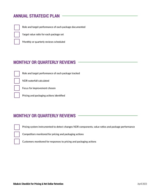 Checklist for Pricing & Net Dollar Retention - Page 5